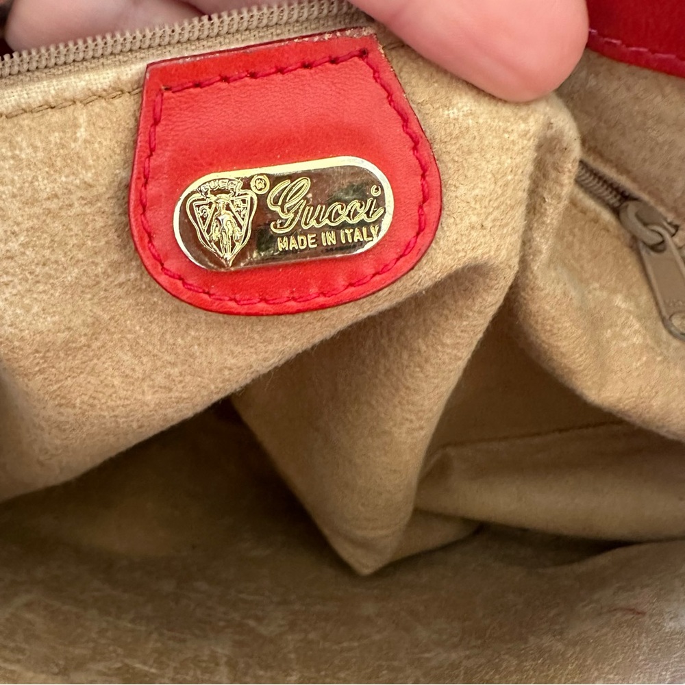 VINTAGE GUCCI Red Shoulder Bag GG Monogram See Pics For Condition - Picture 9 of 15